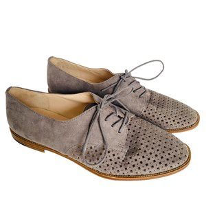 Kelly & Katie Gray Leather Perforated Oxford Loafers Maizy Shoes Sz 7.5